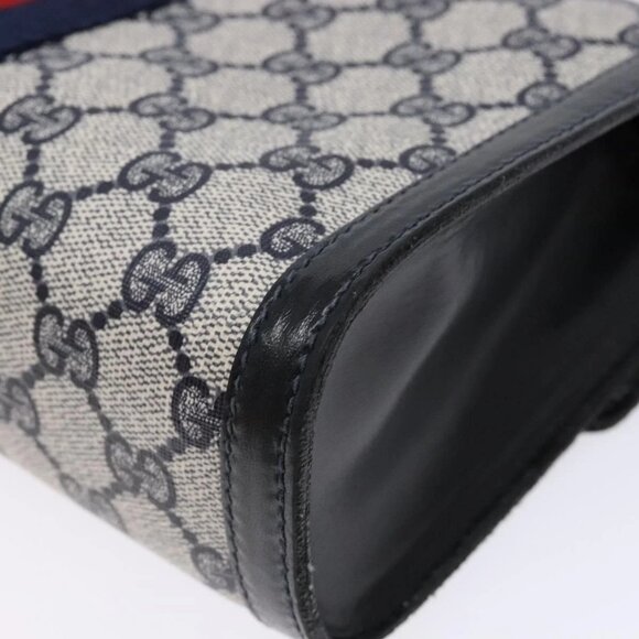 GUCCI GG Supreme Sherry Line Clutch Bag PVC Navy Gold 67 014 3087 Auth 140986 - Picture 3 of 15